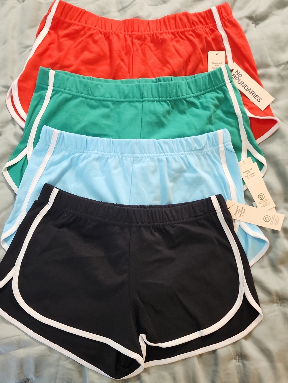 Bundle No Boundaries Women's Athletic Shorts - Black, Light Blue, Green, Coral